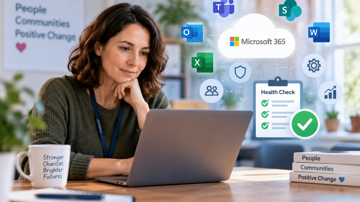 Microsoft 365 workspace illustrating technology management and governance for charities