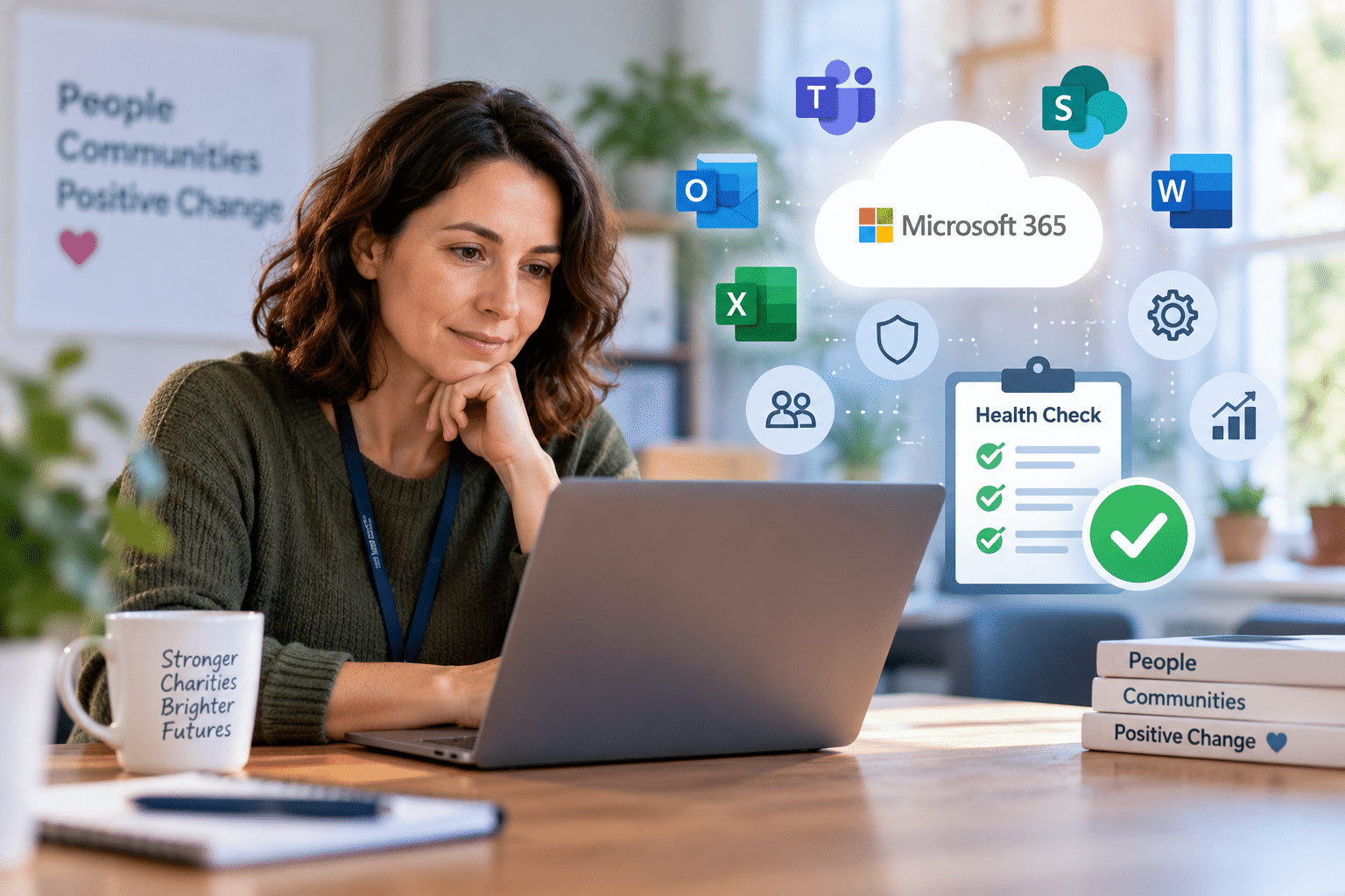 Microsoft 365 workspace illustrating technology management and governance for charities