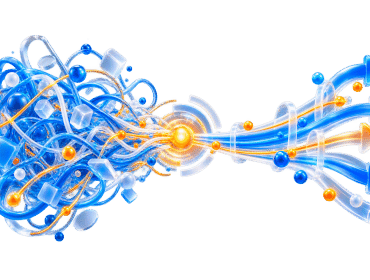 Tangled business processes transforming into clear automated workflows